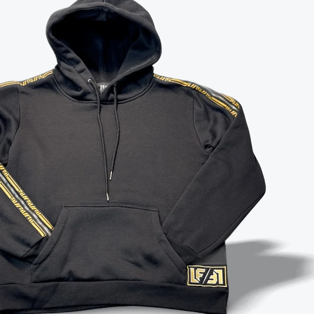 LF Limited Edition Hoodie LF1 Logo Patch‎ Gold Patterned Taped Sleeves Zippers